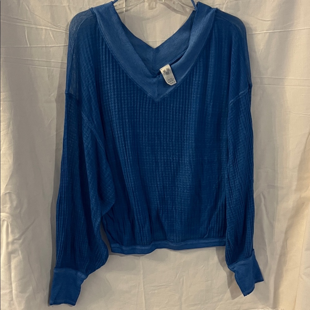 We The Free Blue V-Neck Sweatshirt